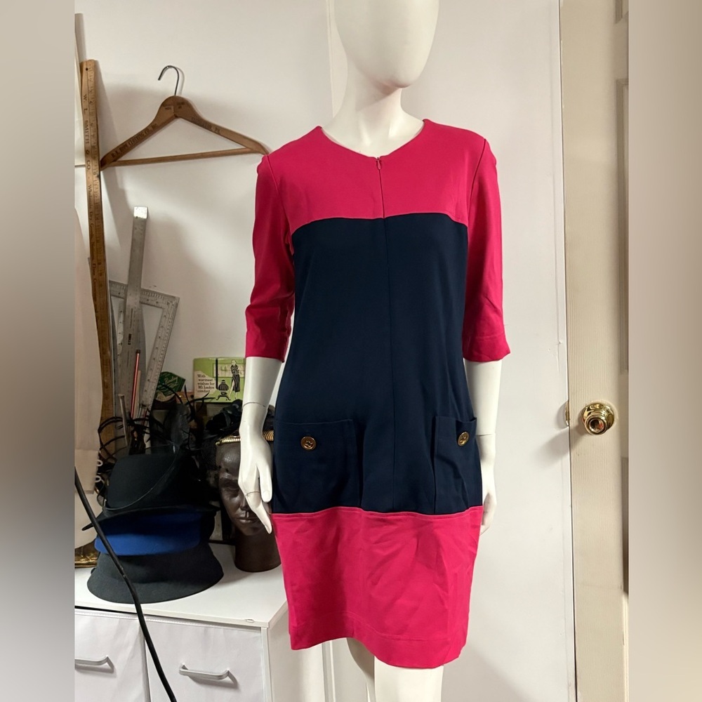 Sara Campbell Pink and Navy Dress